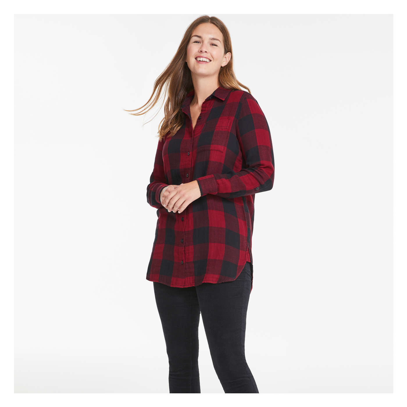 Buffalo Plaid Tunic Shirt in Red from 