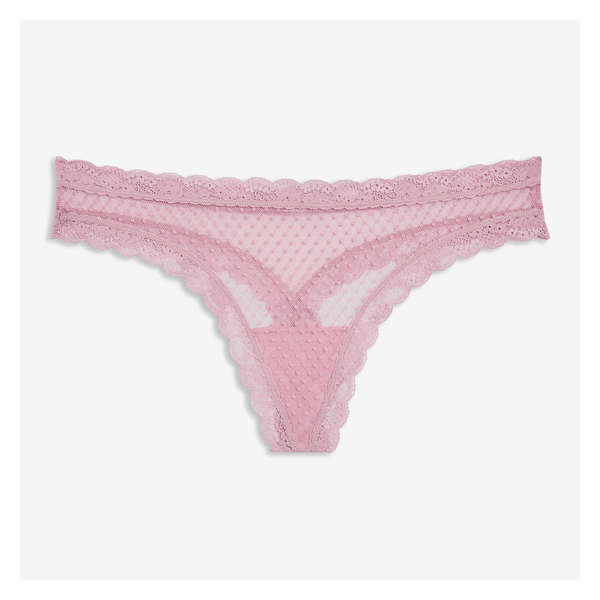 Mesh Dot Thong - Mauve