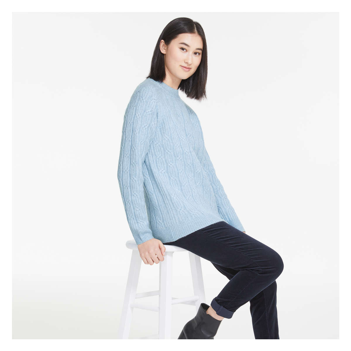 Cable Knit Sweater in Light Blue from 