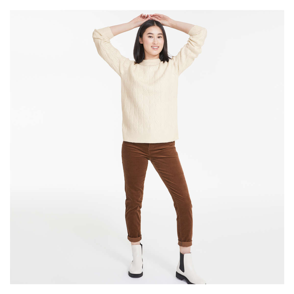 Cable Knit Sweater in Off White from 