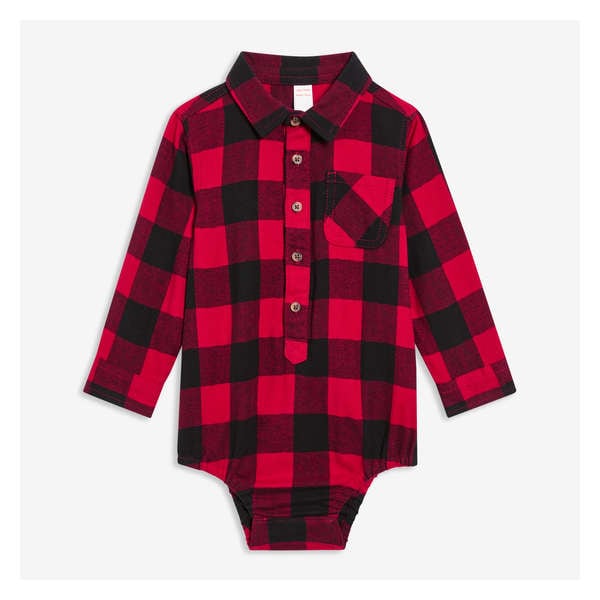 Baby Boys' Flannel Bodysuit - Red