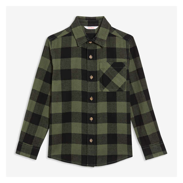 Kid Boys' Flannel Shirt - Dark Olive
