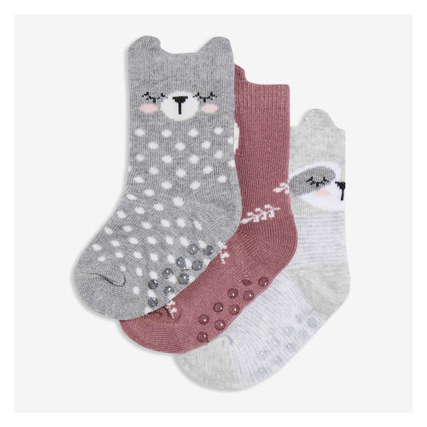 Baby Girls' 3 Pack Crew Socks - Grey