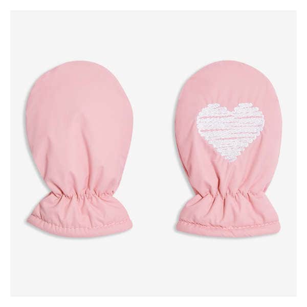 Baby Girls' Embroidered Ski Mitts - Pink