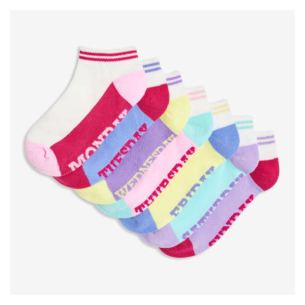 Kid Girls' 7 Pack Low-Cut Socks - White