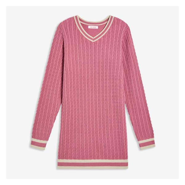 Kid Girls' Cable Knit Dress - Dusty Rose