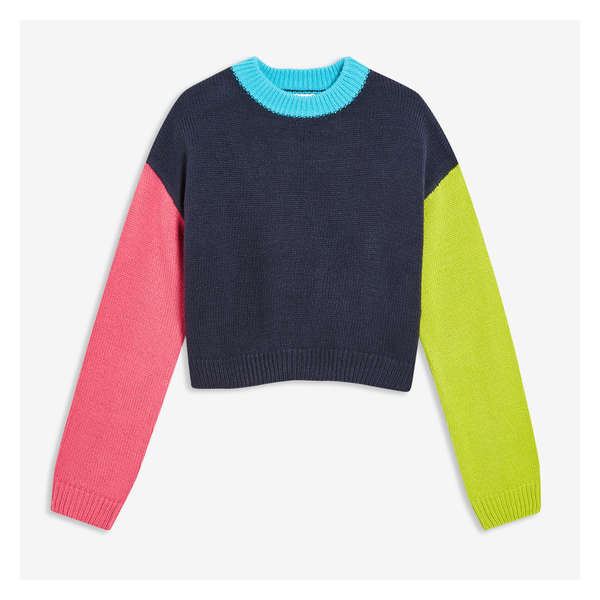 Kid Girls' Colour Block Sweater - Dark Navy