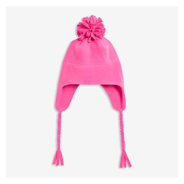 Kid Girls' Fleece Trapper Hat - Bright Pink