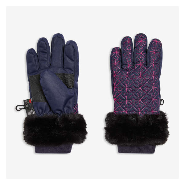 Kid Girls' Quilted Gloves - Dark Navy