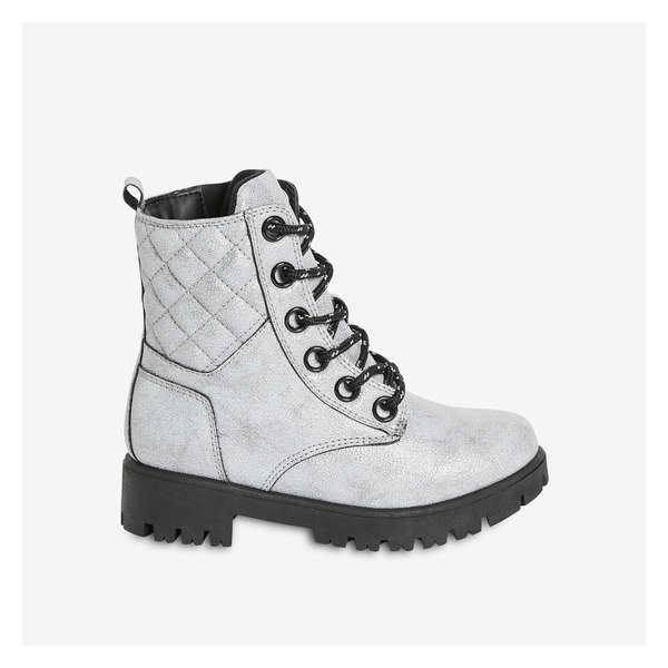Kid Girls' Lace-Up Boots - Silver