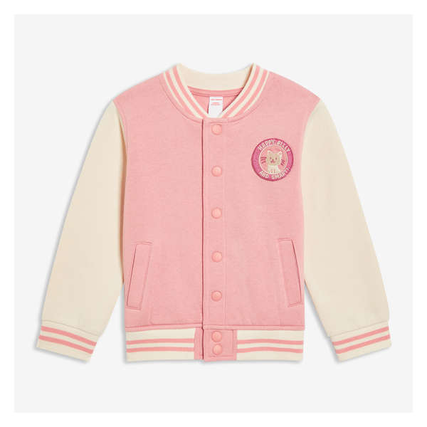 Toddler Girls' Varsity Jacket - Dusty Pink