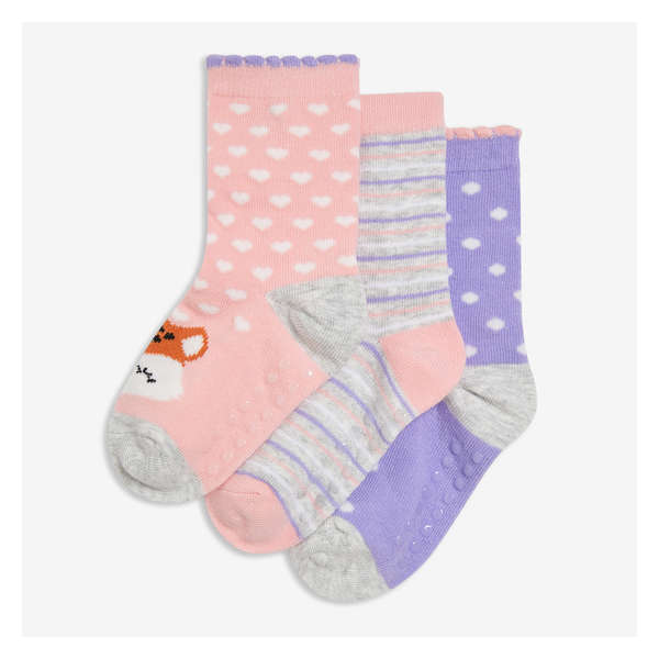 Toddler Girls' 3 Pack Crew Socks - Grey