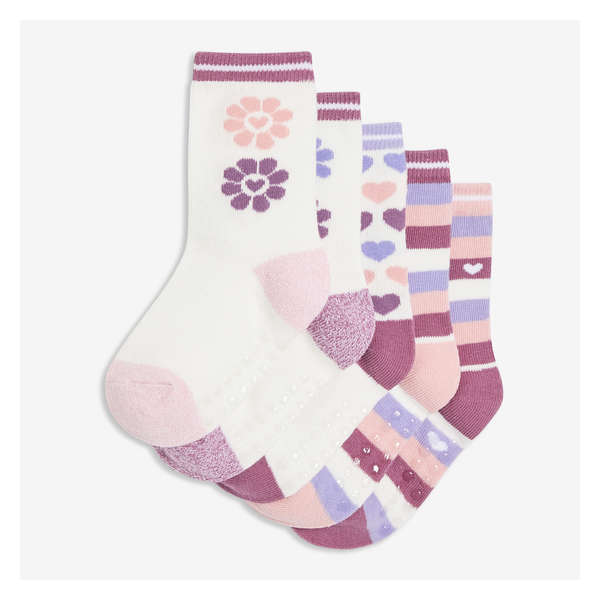 Toddler Girls' 5 Pack Crew Socks - White