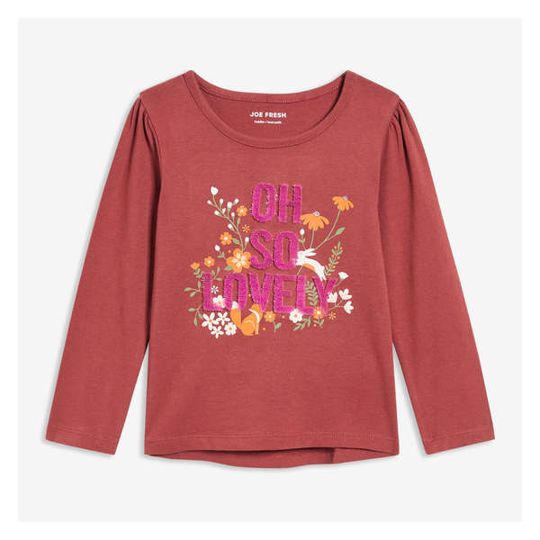 Toddler Girls' Graphic Long Sleeve - Dusty Red