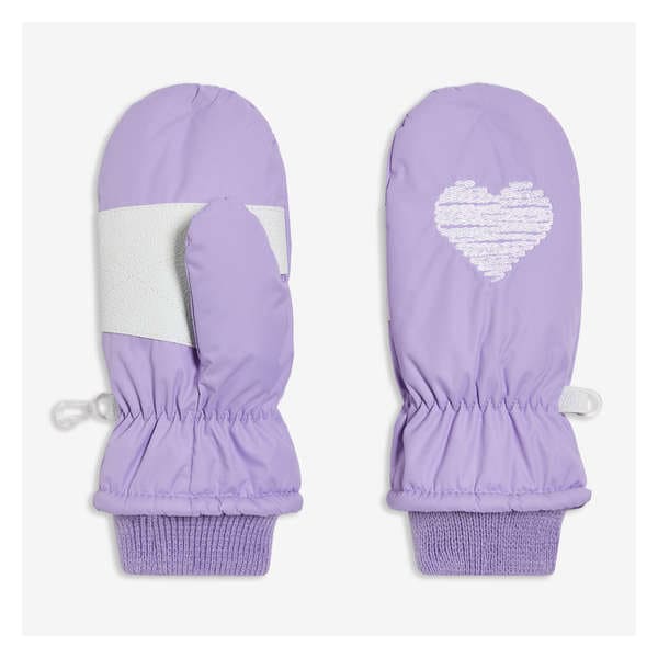 Toddler Girls’ Embroidered  Ski Mitts - Purple