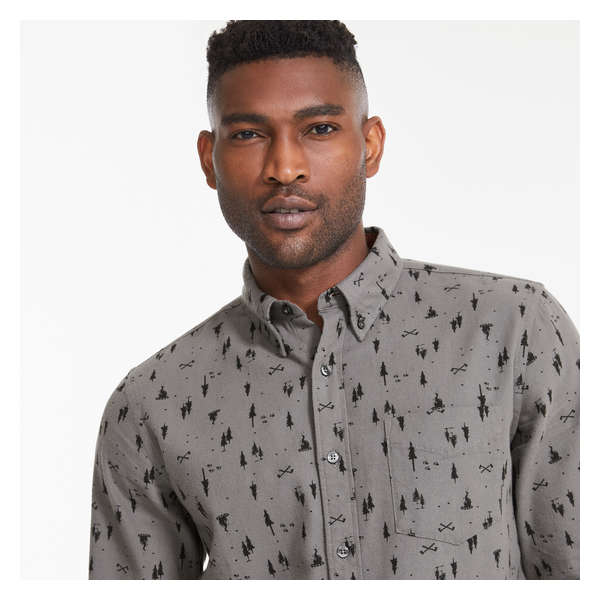 Men's Button-Down Shirt - Dark Charcoal Mix