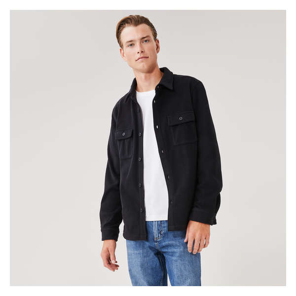 Men's Fleece Active Shirt Jacket - Black