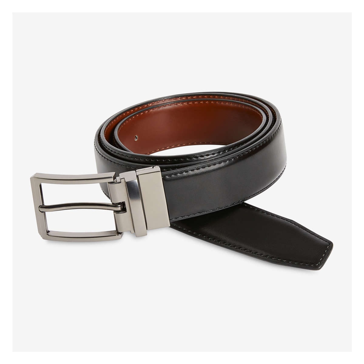 Reversible Vegan Leather Belt in Black from Joe Fresh