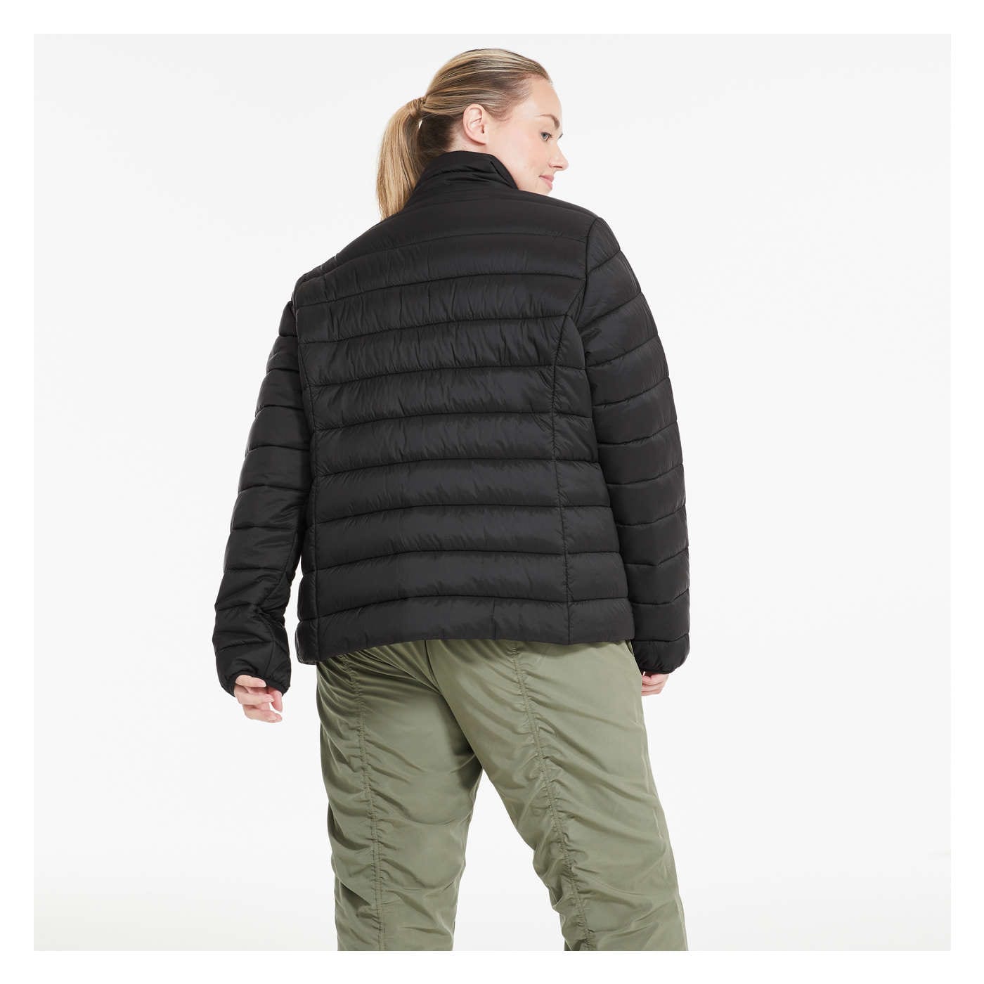 Women+ Packable Puffer Jacket with PrimaLoft® in Black from Joe Fresh