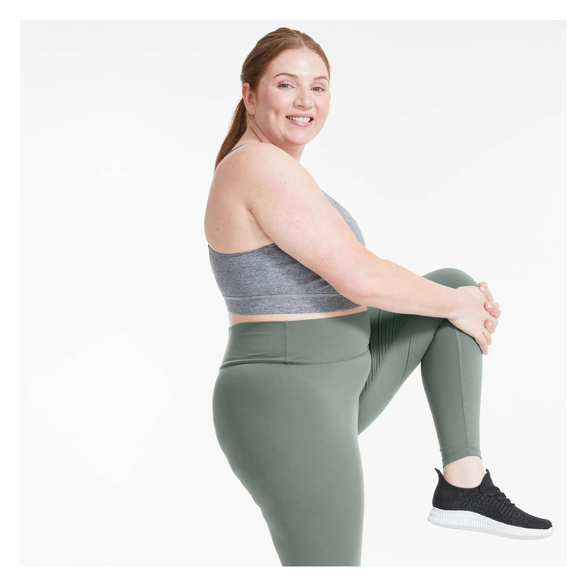 Four-Way Stretch Active Legging in Dark Olive from Joe Fresh