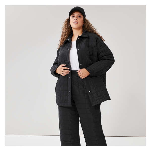 Women+ Quilted Active Shacket - Black