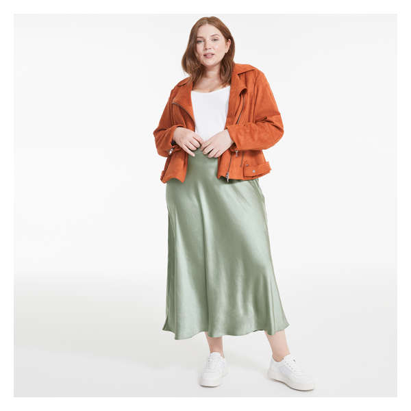 Women+ Satin Skirt - Light Green