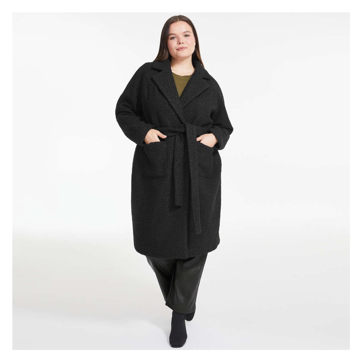 black belted women's coat