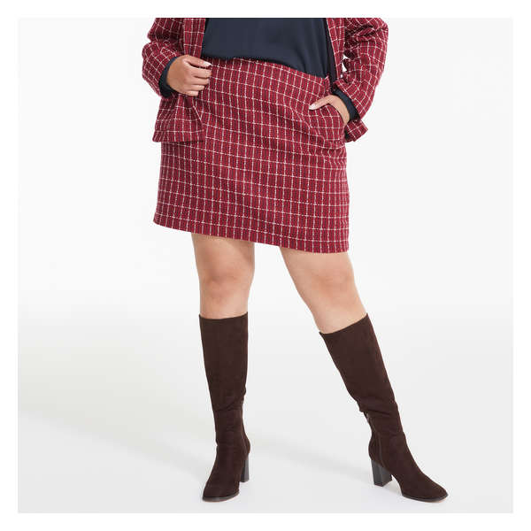 Women+ Tweed Mini Skirt - Burgundy