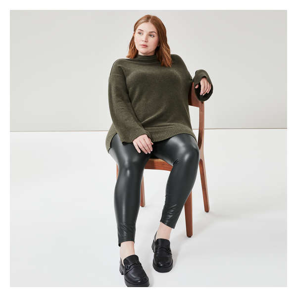 Women+ Faux Leather Legging - Dark Grey