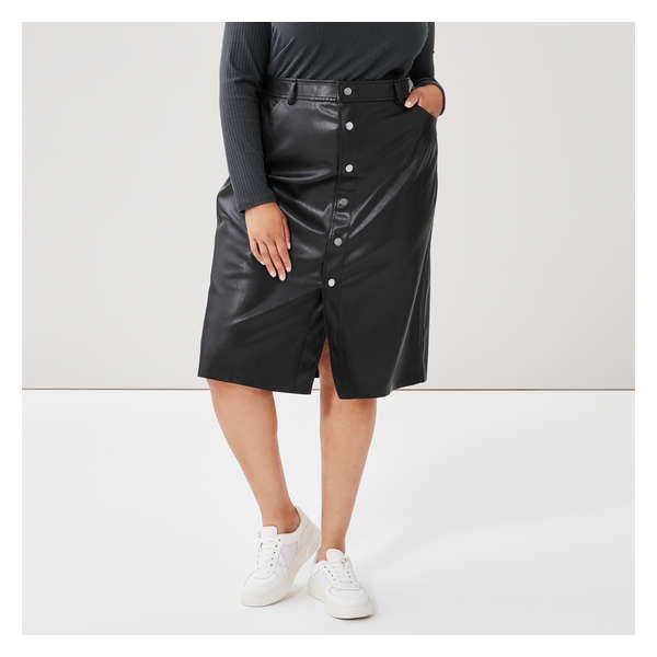 Women+ Faux Leather Skirt - Black