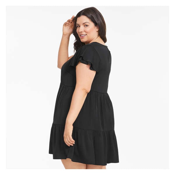 Women+ Flutter Sleeve Dress - Black