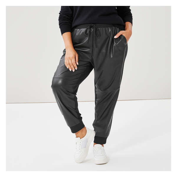 Women+ Faux Leather Front Pant - Black
