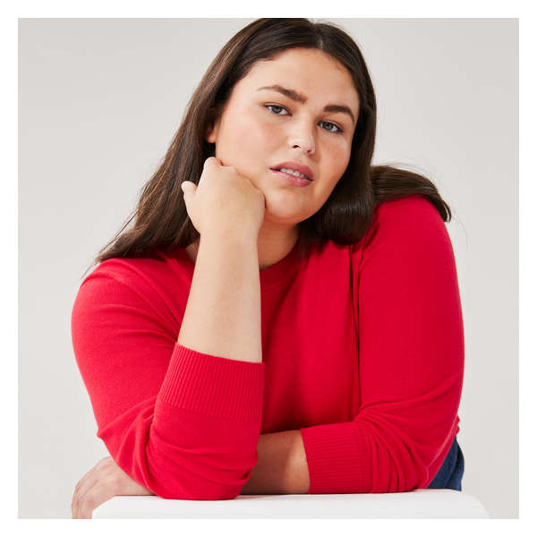 Women+ Crew Neck Pullover - Bright Red