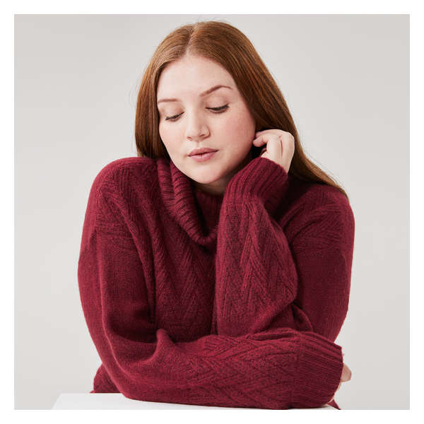 Women+ Puff Sleeve Pullover - Dark Red