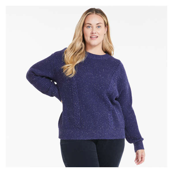 Women+ Cable Knit Pullover - Blue Mix