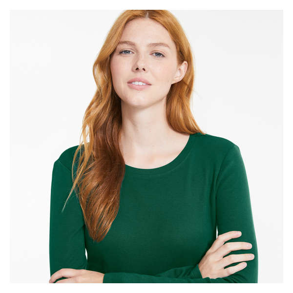 T-shirt à manches longues en coton biologique - Vert Foncé
