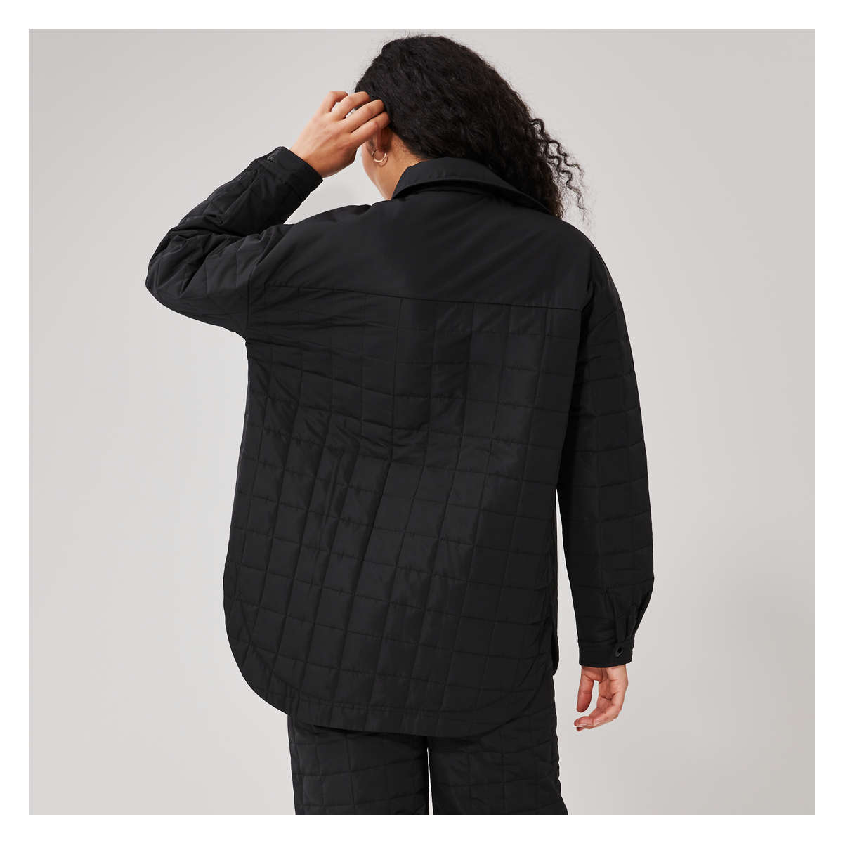 Quilted Active Shacket with PrimaLoft® in Black from Joe Fresh