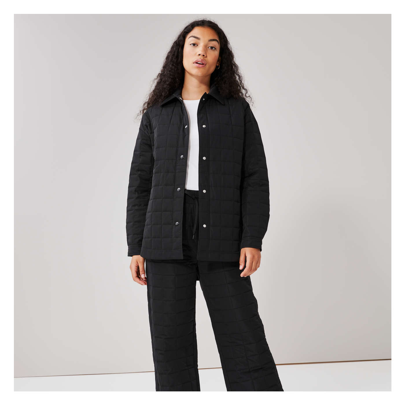 Women+ Quilted Active Shacket in Black from Joe Fresh