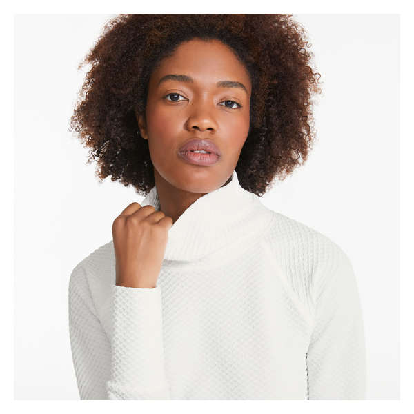 Waffle Knit Active Pullover - Off White