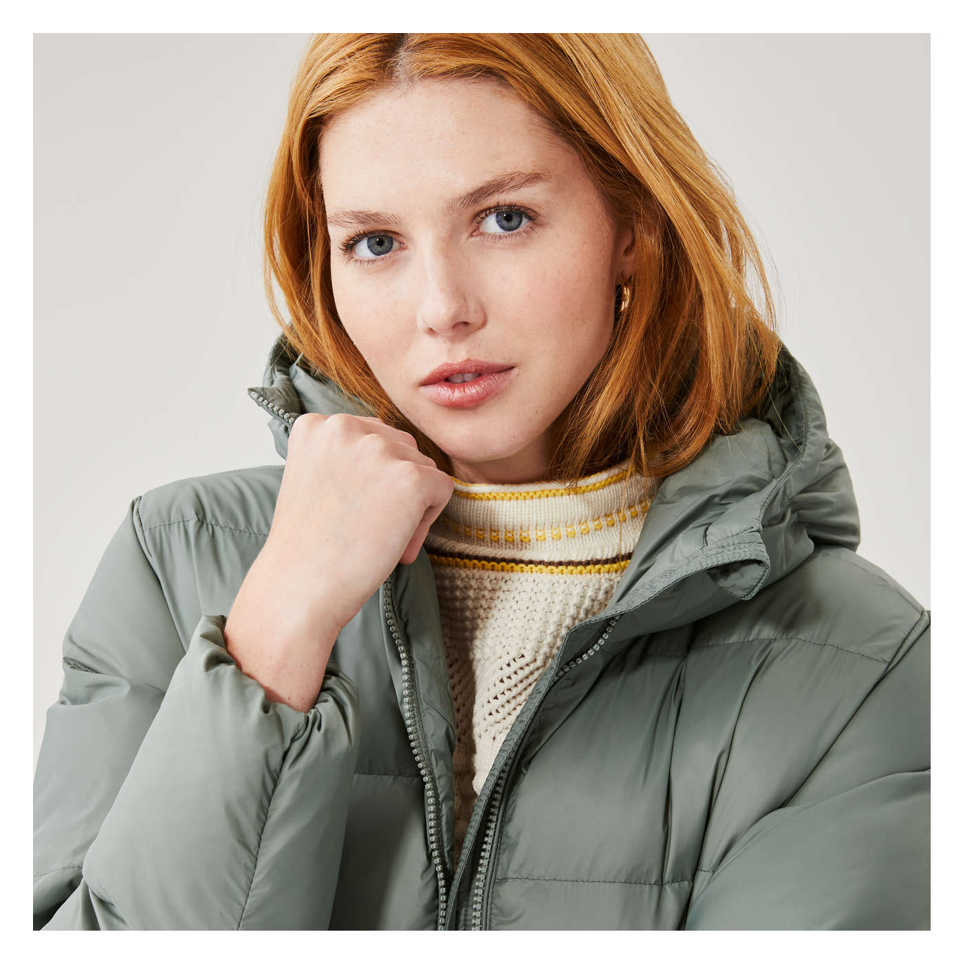 light khaki puffer coat