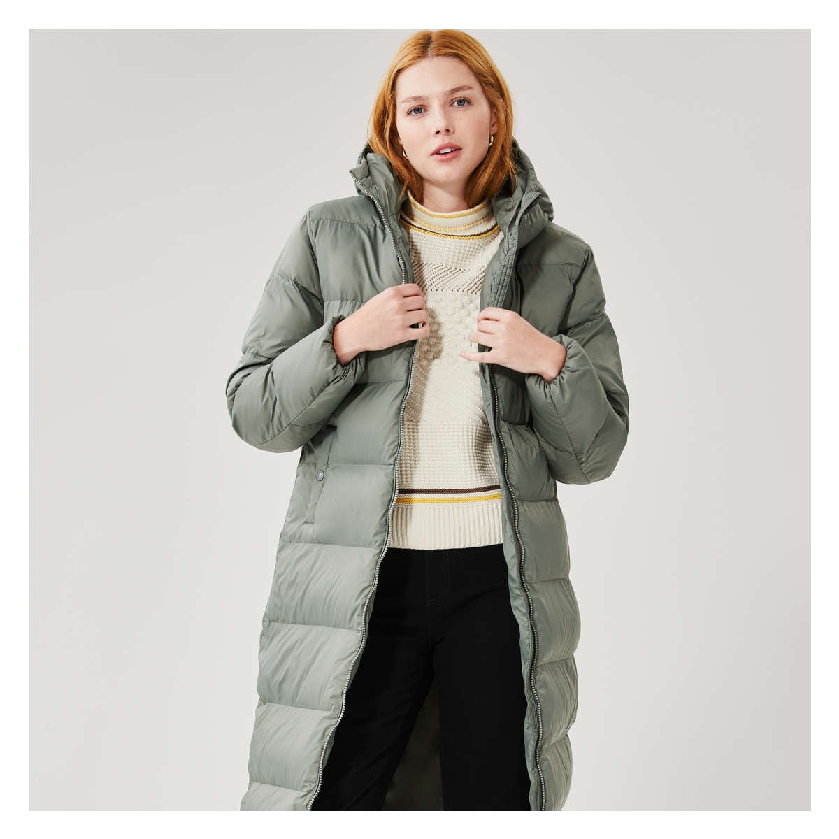 light khaki puffer coat