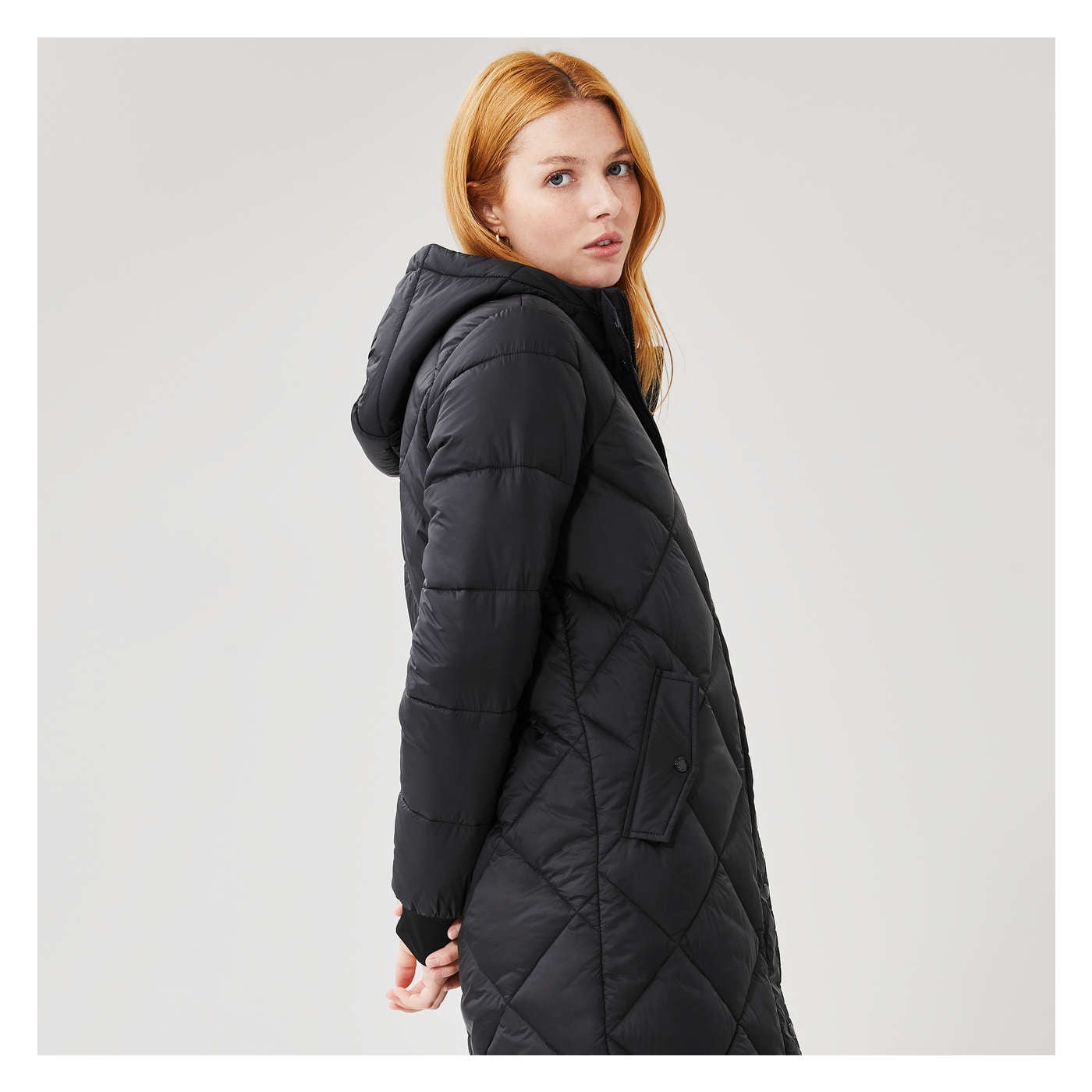 Long Puffer Jacket with PrimaLoft® in Black from Joe Fresh