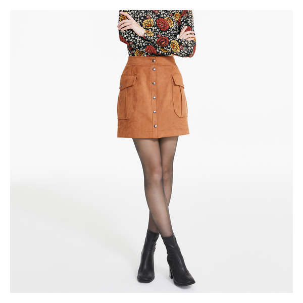 Faux Suede Skirt - Brown