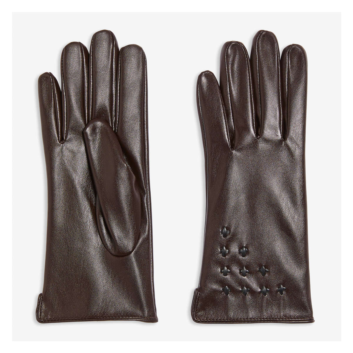 Brown faux outlet leather gloves