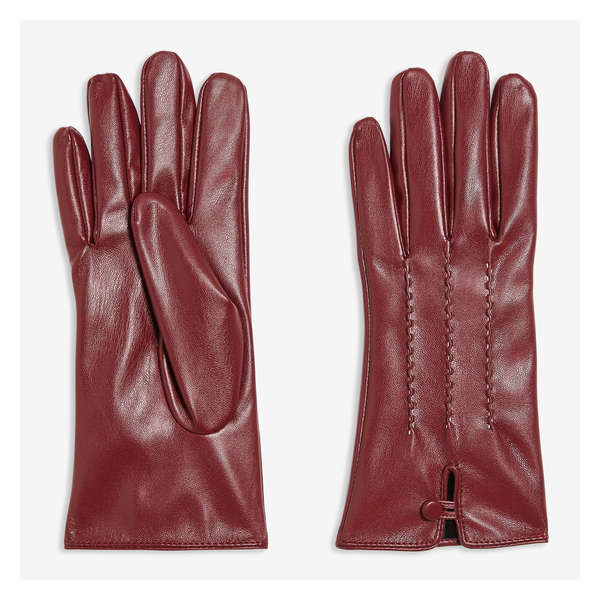 Vegan Leather Gloves - Burgundy