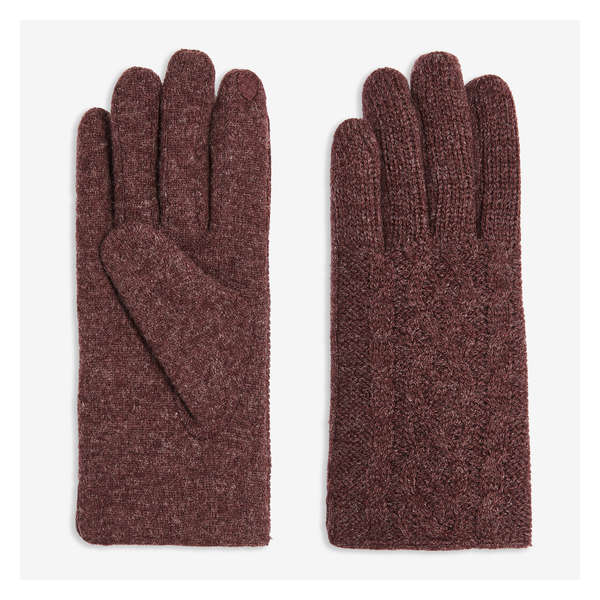 Cable Knit Gloves - Dark Burgundy