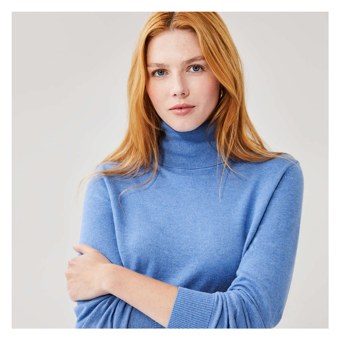Turtleneck Pullover in Light Blue Mix from Joe Fresh