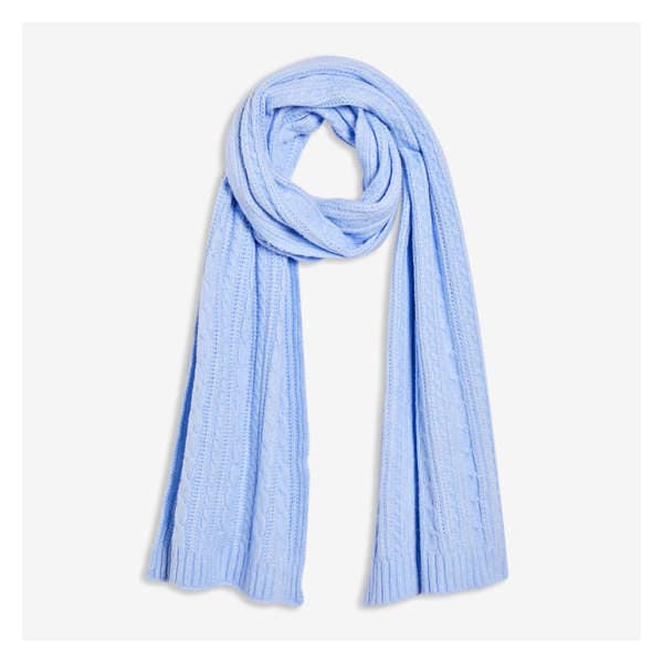 Cable Knit Oblong Scarf - Bright Blue