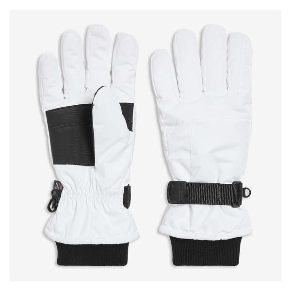 Woven Ski Gloves - White