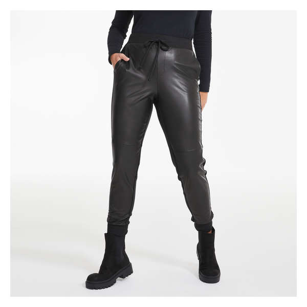 Faux Leather Front Pant - Black